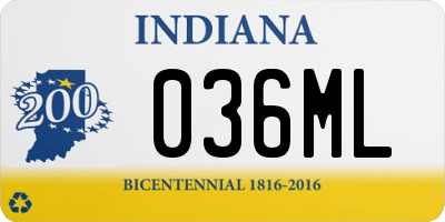 IN license plate 036ML