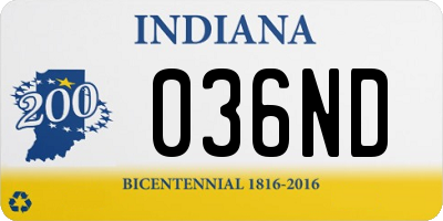 IN license plate 036ND