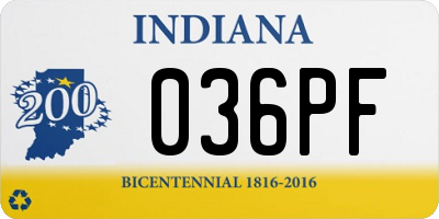 IN license plate 036PF