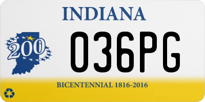 IN license plate 036PG