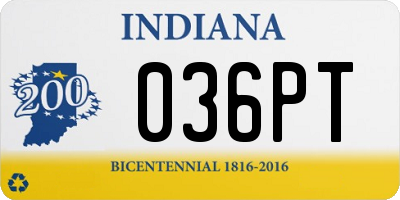 IN license plate 036PT