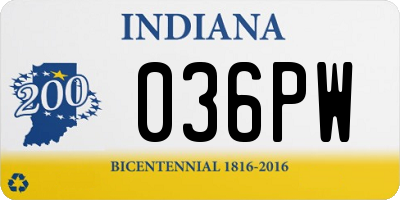 IN license plate 036PW