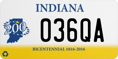 IN license plate 036QA