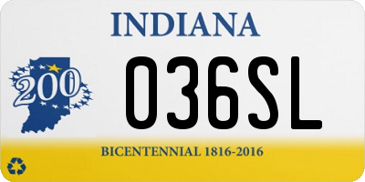 IN license plate 036SL