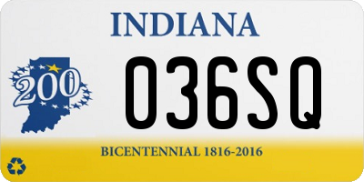 IN license plate 036SQ