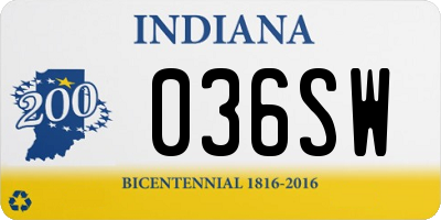 IN license plate 036SW