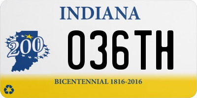 IN license plate 036TH