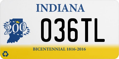IN license plate 036TL