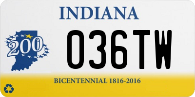 IN license plate 036TW