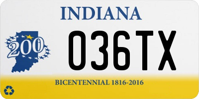 IN license plate 036TX