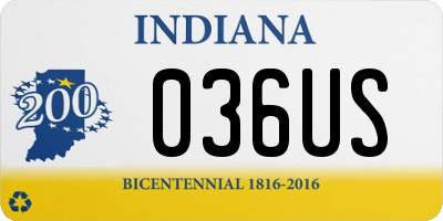 IN license plate 036US