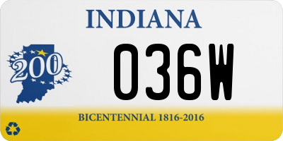 IN license plate 036W