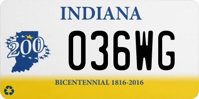IN license plate 036WG