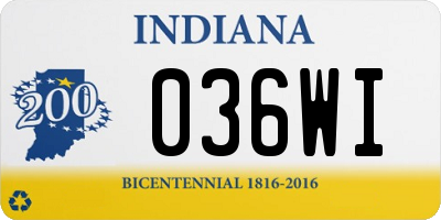 IN license plate 036WI
