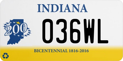 IN license plate 036WL