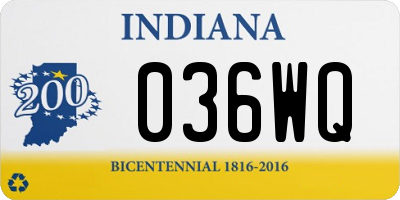 IN license plate 036WQ