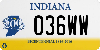 IN license plate 036WW