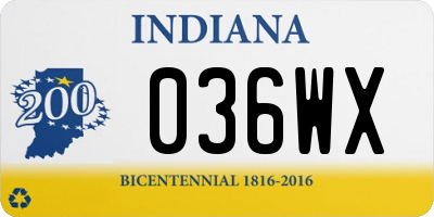 IN license plate 036WX