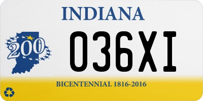 IN license plate 036XI