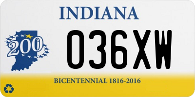 IN license plate 036XW