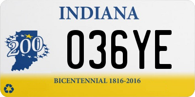 IN license plate 036YE