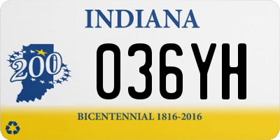 IN license plate 036YH