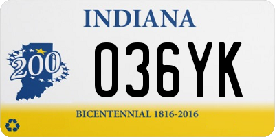 IN license plate 036YK