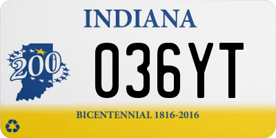 IN license plate 036YT