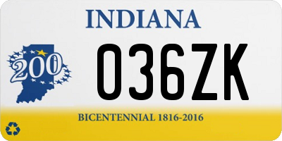 IN license plate 036ZK