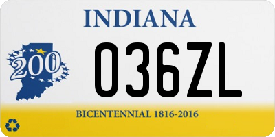 IN license plate 036ZL