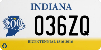 IN license plate 036ZQ