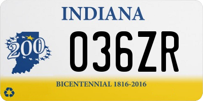 IN license plate 036ZR