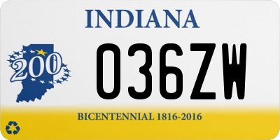 IN license plate 036ZW