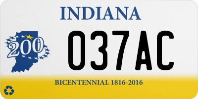 IN license plate 037AC