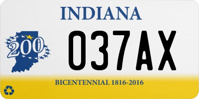 IN license plate 037AX