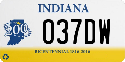 IN license plate 037DW