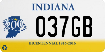 IN license plate 037GB