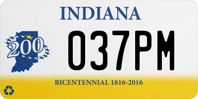 IN license plate 037PM