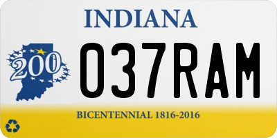 IN license plate 037RAM