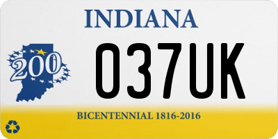 IN license plate 037UK