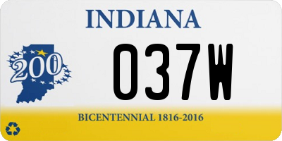 IN license plate 037W