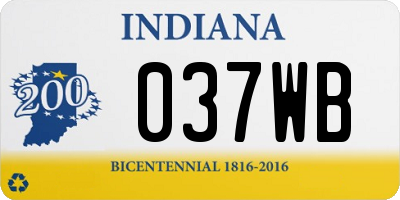 IN license plate 037WB