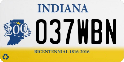 IN license plate 037WBN