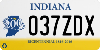 IN license plate 037ZDX
