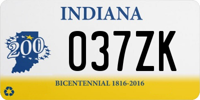 IN license plate 037ZK