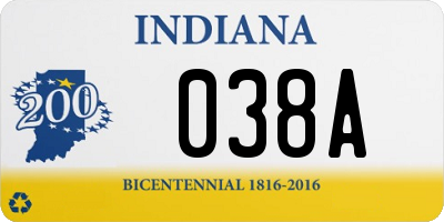 IN license plate 038A