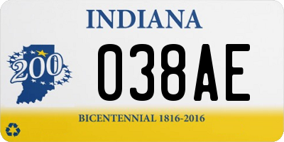 IN license plate 038AE