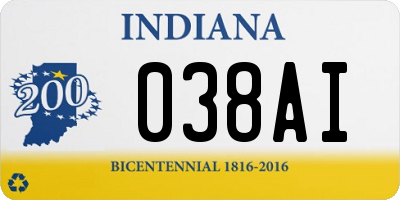 IN license plate 038AI