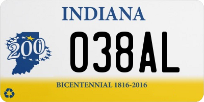 IN license plate 038AL