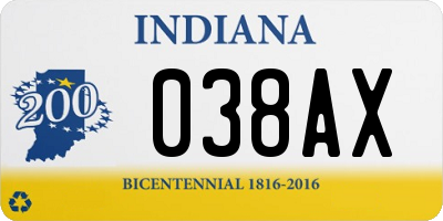 IN license plate 038AX